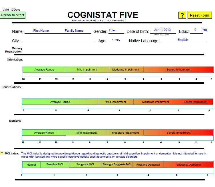 Cognitive Test Online